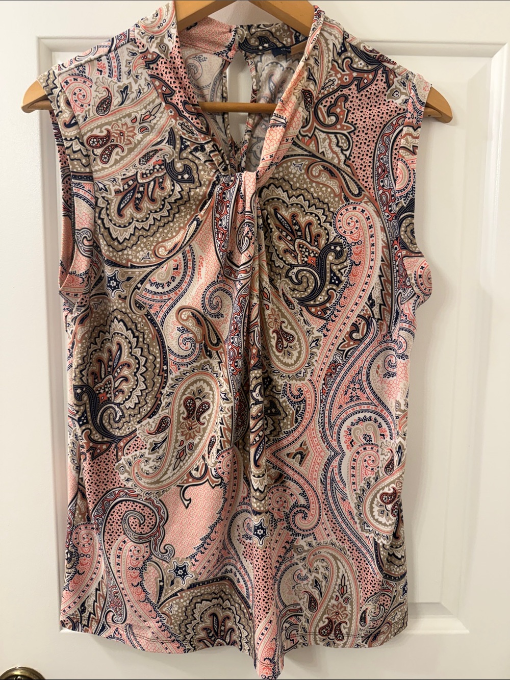 Tommy Hilfiger Pink Paisley Tie-Neck Sleeveless Top